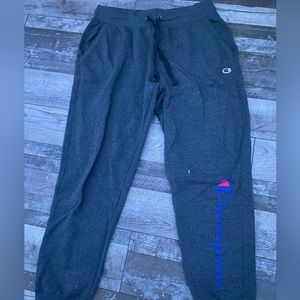 dark, gray champion sweatpants, size large